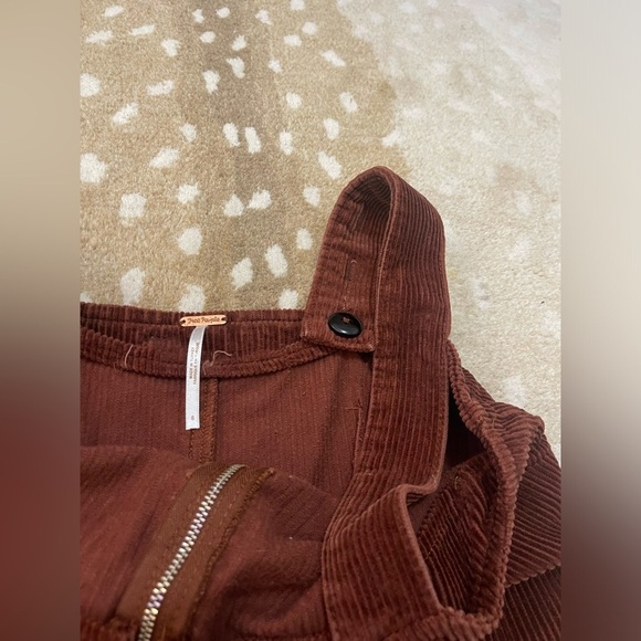 Free People ribbed chocolate brown overall jumpsuit women’s size 6 SOLD - Picture 7 of 10